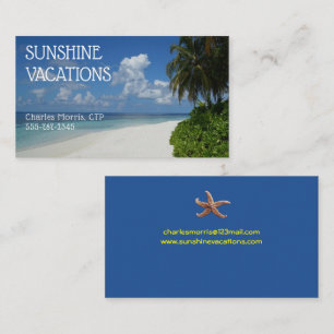 Tarjeta De Visita Agente de viajes de vacaciones, tropical, sol,