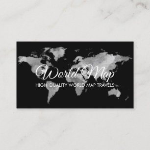 Tarjeta De Visita Agente de Viajes Globo Mapa Mundial Gris Viaje