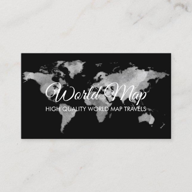 Tarjeta De Visita Agente de Viajes Globo Mapa Mundial Gris Viaje (Anverso)
