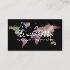 Tarjeta De Visita Agente de Viajes Globo Mapa Mundial Negro