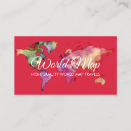 Tarjeta De Visita Agente de Viajes Globo Mapa Mundial Rojo