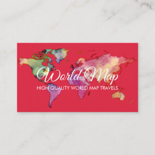 Tarjeta De Visita Agente de Viajes Globo Mapa Mundial Rojo