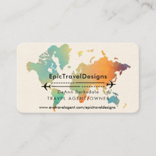 Tarjeta De Visita Agente de viajes Mapa Mundial Vacaciones Agua Play