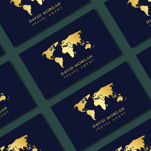 Tarjeta De Visita Agente De Viajes Moderno Mapa De La Armada Mundial