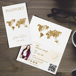 Tarjeta De Visita Agente de viajes Pasaporte World Map Insertar foto