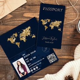 Tarjeta De Visita Agente de viajes Pasaporte World Map Insertar foto