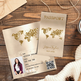 Tarjeta De Visita Agente de viajes Pasaporte World Map Insertar foto