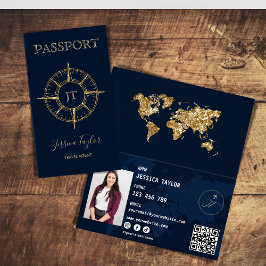 Tarjeta De Visita Agente de viajes Pasaporte World Map Insertar foto