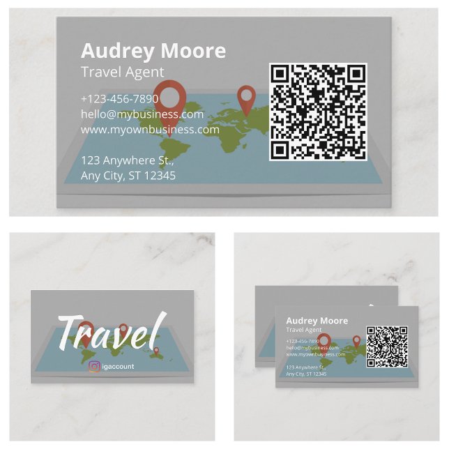 Tarjeta De Visita Agente de Viajes Personalizable (Customizable Travel Agent Business Cards)