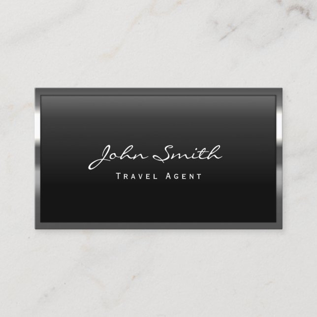 Tarjeta De Visita Agente de viajes Profesional Metallic Framed (Anverso)