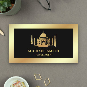 Tarjeta De Visita Agente de Viajes Taj Mahal con Hoja de Oro Falso N