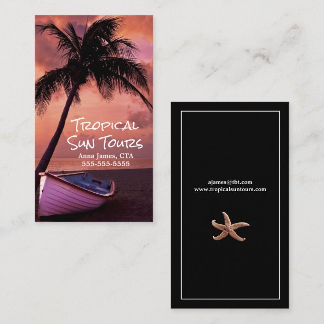 Tarjeta De Visita Agente de viajes - Vacaciones tropicales (Anverso / Reverso)