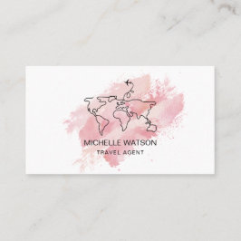 Tarjeta De Visita Agente de viajes World Map Airplane Vacation Busin