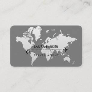 Tarjeta De Visita Agente de viajes World Map Services Black