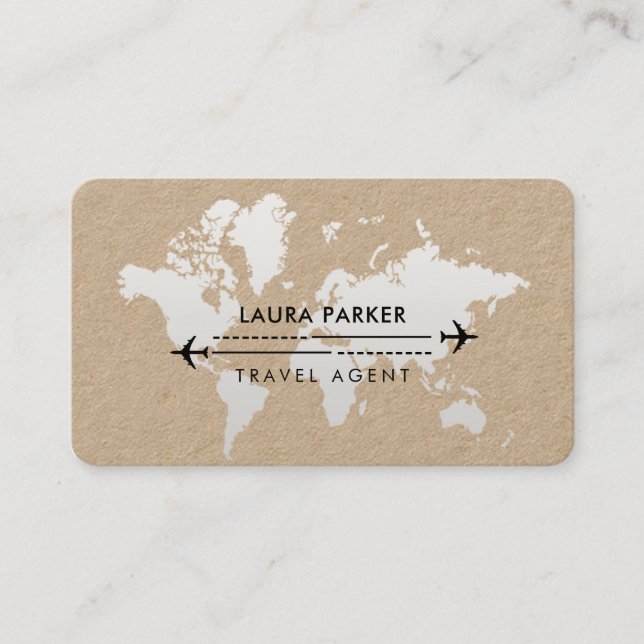 Tarjeta De Visita Agente de viajes World Map Services Black (Anverso)
