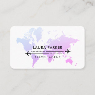 Tarjeta De Visita Agente de viajes World Map Services Purple