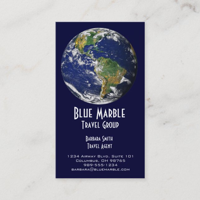 Tarjeta De Visita Agente de viajes y Agency_blue marble_global (Anverso)