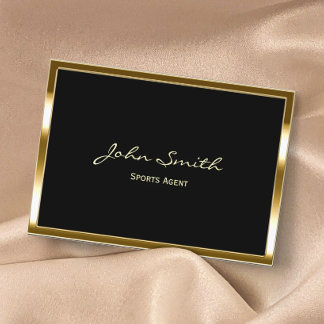 Tarjeta De Visita Agente deportivo profesional con marco de oro mode