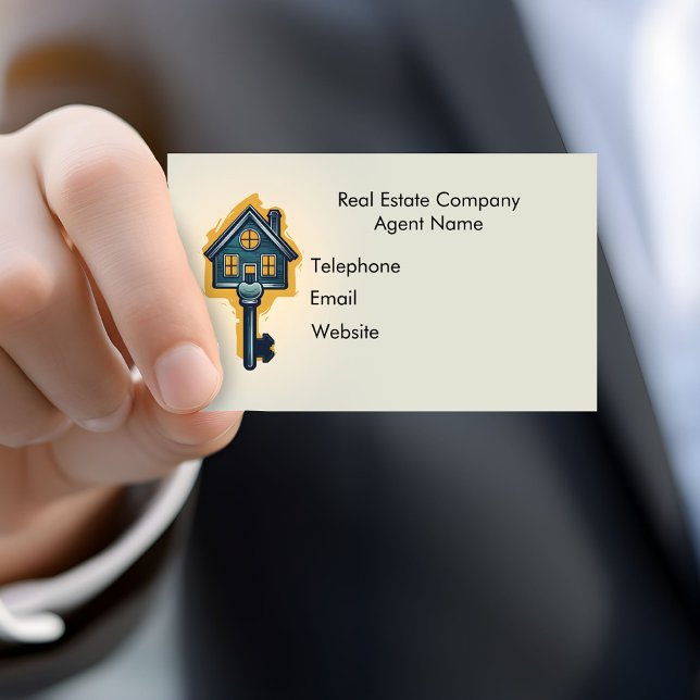 Tarjeta De Visita Agente inmobiliario (A hand holds a real estate agent's business card.)