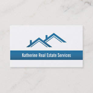 Tarjeta De Visita Agente Inmobiliario Azul Profesional Moderno