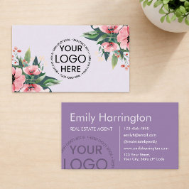 Tarjeta De Visita Agente Inmobiliario Blush Bloom Logo Mauve
