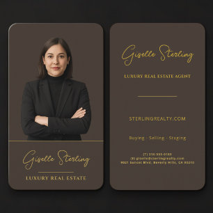 Tarjeta De Visita Agente Inmobiliario Brown Gold 