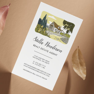 Tarjeta De Visita Agente Inmobiliario Casa Elegante Paisaje