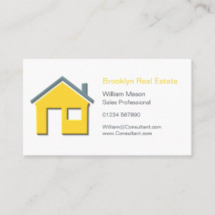 Tarjeta De Visita Agente inmobiliario casero amarillo y gris simple