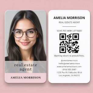 Tarjeta De Visita Agente Inmobiliario Código QR Foto Femenino