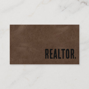 Tarjeta De Visita Agente Inmobiliario Cuero Sintético Premier Brown