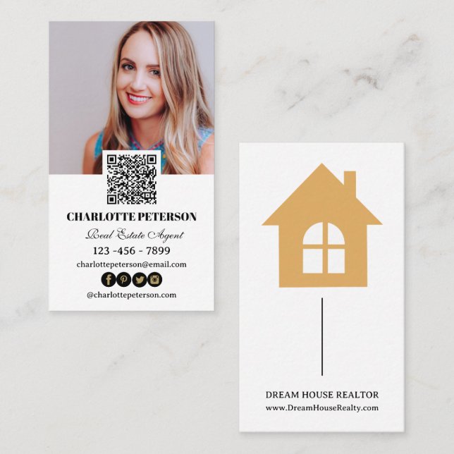 Tarjeta De Visita Agente inmobiliario de código QR (Anverso / Reverso)