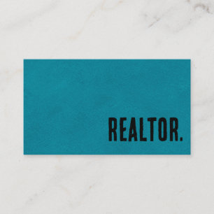 Tarjeta De Visita Agente inmobiliario de cuero falso azul Premier