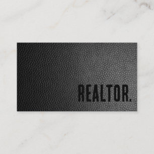 Tarjeta De Visita Agente Inmobiliario de Cuero Negro Falso Premier