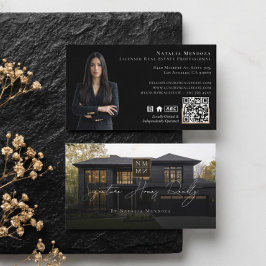 Tarjeta De Visita Agente Inmobiliario de Lujo Profesional Negro Foto