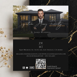 Tarjeta De Visita Agente Inmobiliario de Lujo Profesional Negro Foto