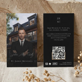 Tarjeta De Visita Agente Inmobiliario de Lujo Profesional Negro Foto