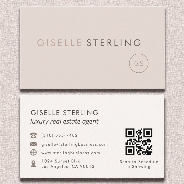 Tarjeta De Visita Agente inmobiliario de lujo QR Código Rubor Rosa (Subido por el creador)