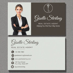 Tarjeta De Visita Agente inmobiliario Elegant Sage Green Photo