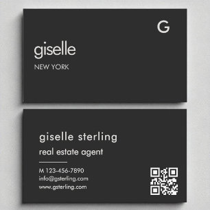 Tarjeta De Visita Agente inmobiliario elegante Monograma de código Q