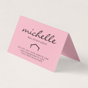 Tarjeta De Visita Agente inmobiliario elegante (rosa)