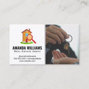 Tarjeta De Visita Agente inmobiliario entregando las llaves Logoti