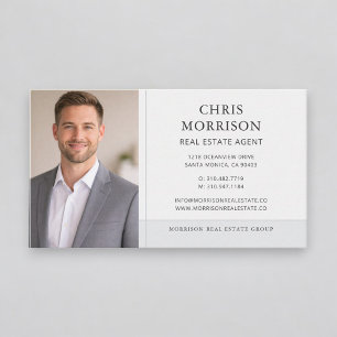 Tarjeta De Visita Agente Inmobiliario Foto Gris Profesional