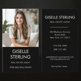 Tarjeta De Visita Agente Inmobiliario Foto Profesional Negra