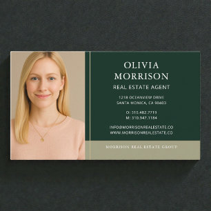 Tarjeta De Visita Agente Inmobiliario Foto Verde Oro