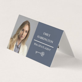 Tarjeta De Visita Agente Inmobiliario Gris Código QR Llave Clásica
