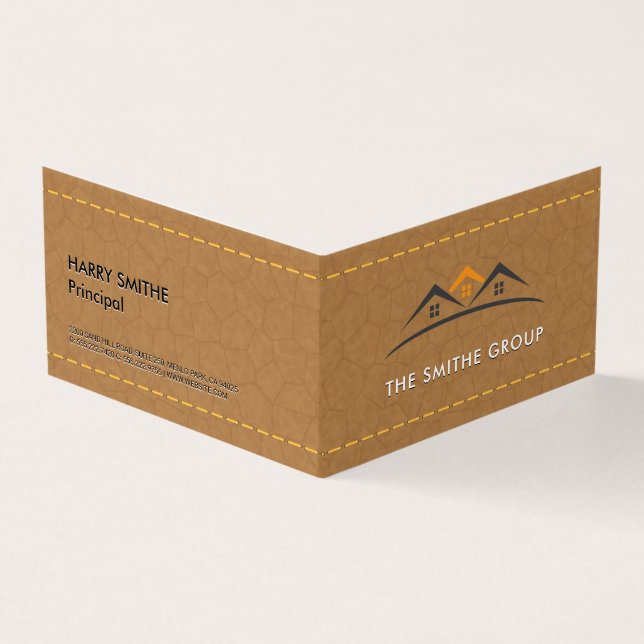 Tarjeta De Visita Agente inmobiliario | Hogares | Cuero con título (Exterior)