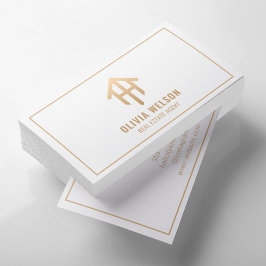 Tarjeta De Visita Agente inmobiliario l Moda profesional Oro y Blanc