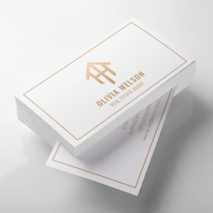 Tarjeta De Visita Agente inmobiliario l Moda profesional Oro y Blanc