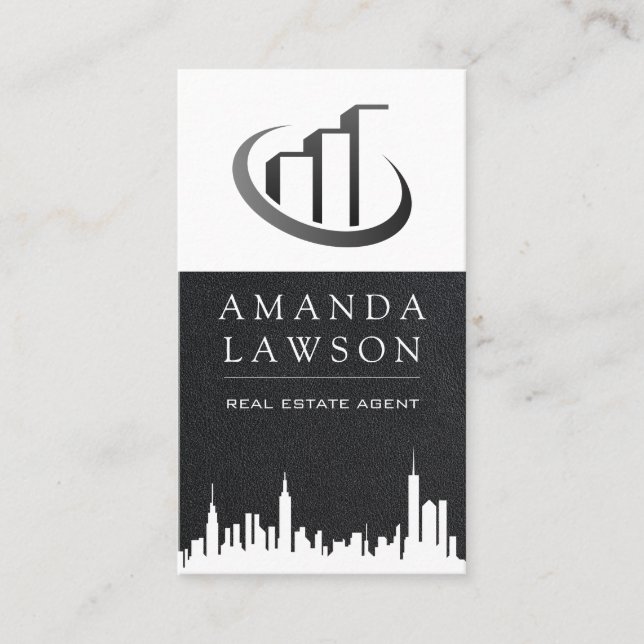 Tarjeta De Visita Agente inmobiliario | Leather Lux Executive (Anverso)