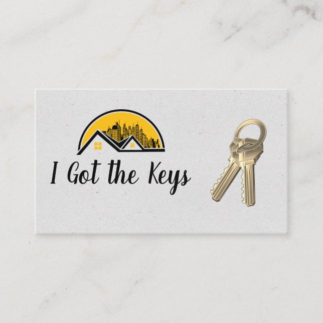Tarjeta De Visita Agente inmobiliario / llaves / techo y paisaje urb (Anverso)